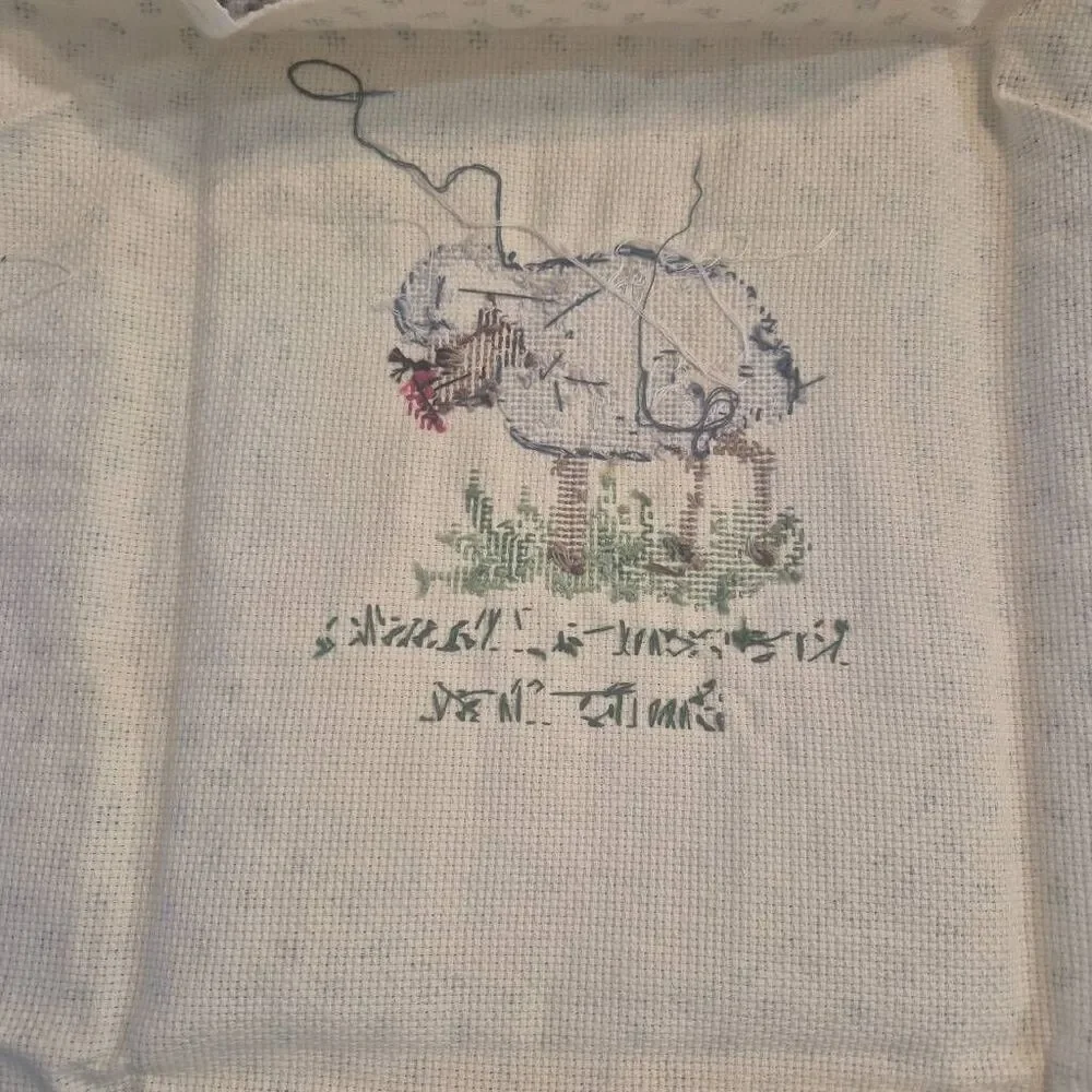 Cross Stitch, Vintage 1980 Lamb w 